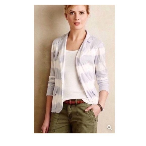 Anthropologie Lilka Blue/White Striped Jacket Size Medium - Picture 2 of 7